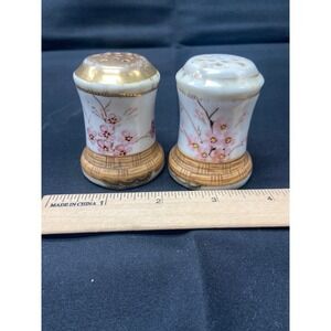 Vintage Imperial Nippon Hand Painted Cherry Blossom Salt and Pepper Shakers Set